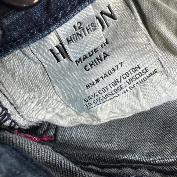 Girls Hudson Toddler Denim Shorts 12 Months NEW Striped Stretch Blend - Picture 3 of 6